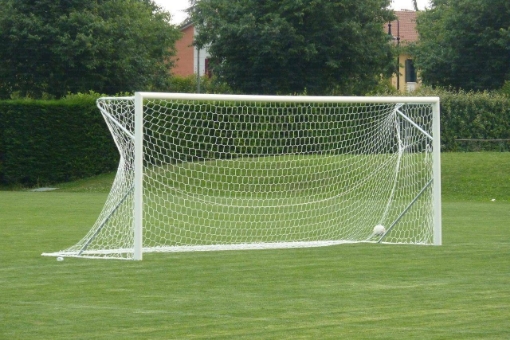 Imagem de Baliza de futebol móvel em alumínio 7,32 × 2,44 m — Estrutura dobrável com rede incluída — VI 5901
